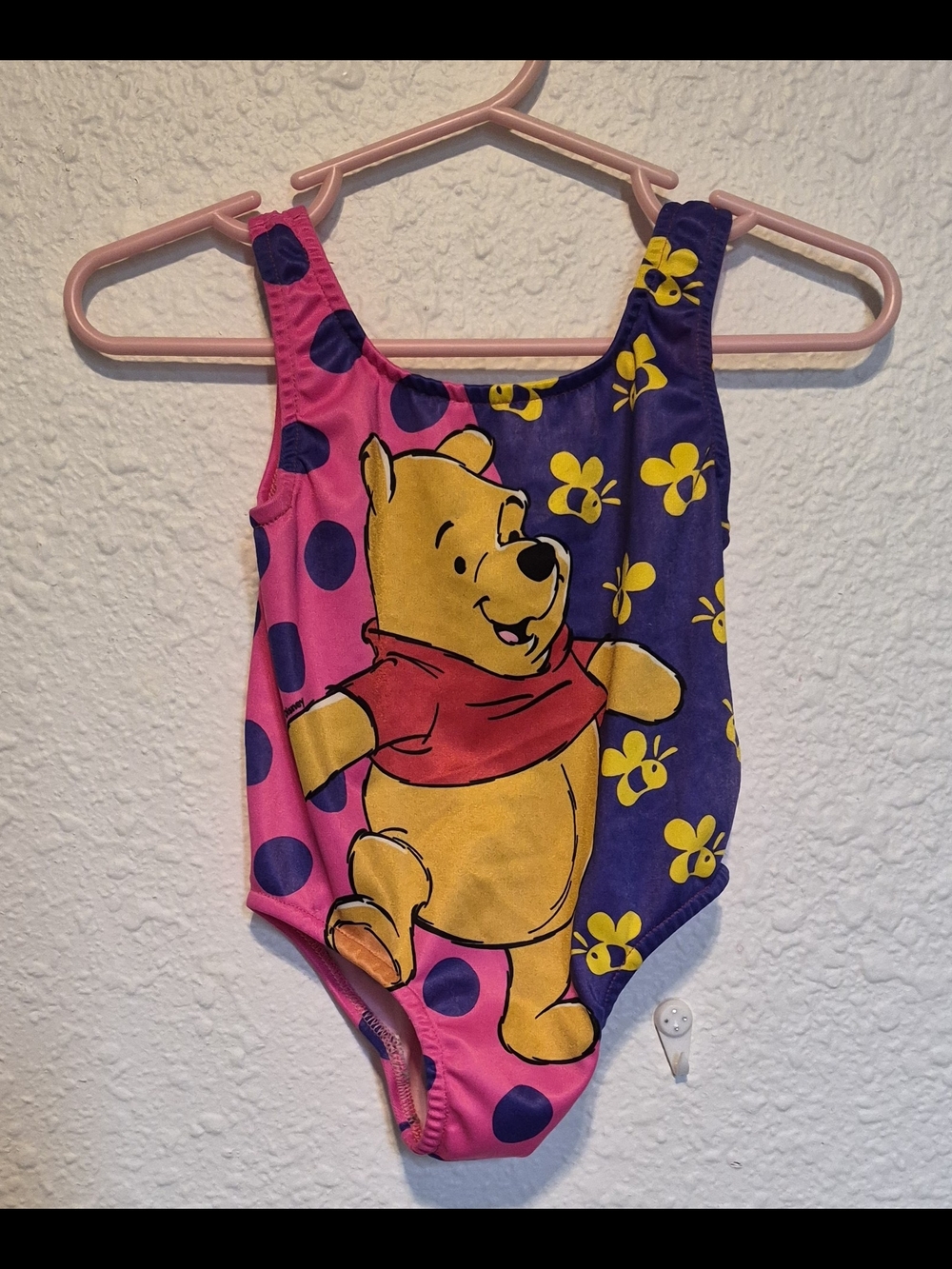 Vintage Winnie the Pooh One-Piece Swimsuit | Pink & Purple | Size 18M